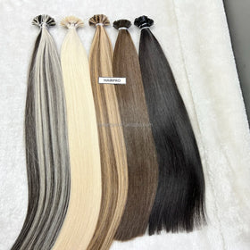 Italian Keratin Flat Tip Remy Human Hair Extensions Natural Wave Loose Deep Wave Italian Curl Highlight Color Stock Wholesale