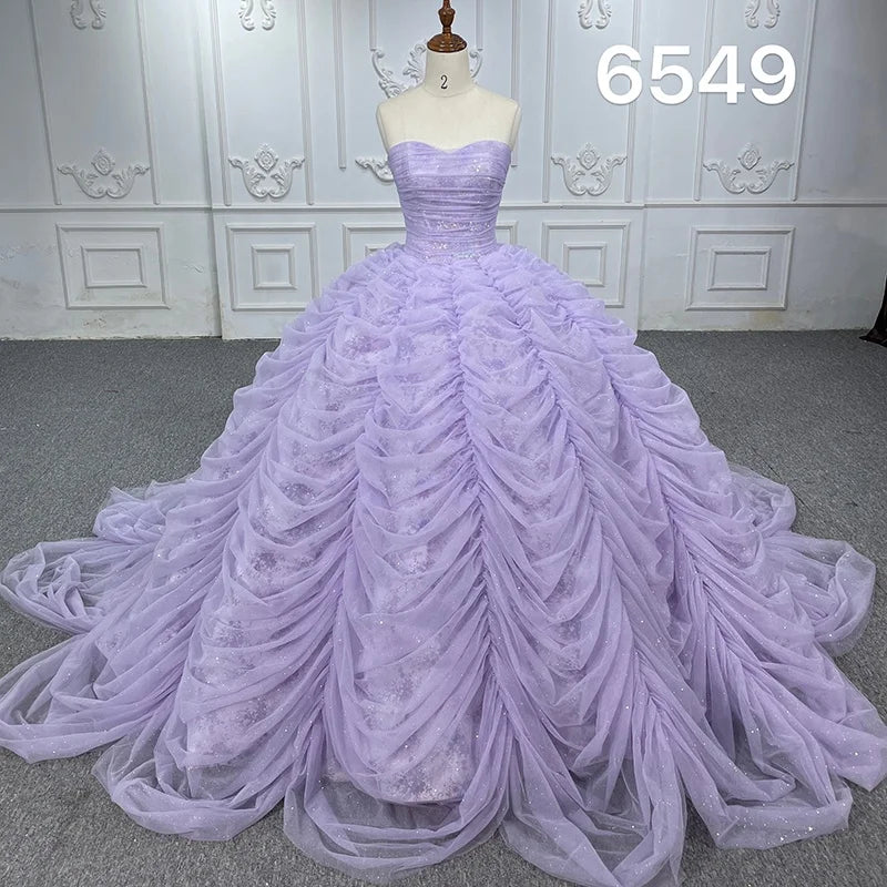Jancember 6549 Purple Sweet Ruffle Sleeveless Ball Gown Quinceanera Evening Dress