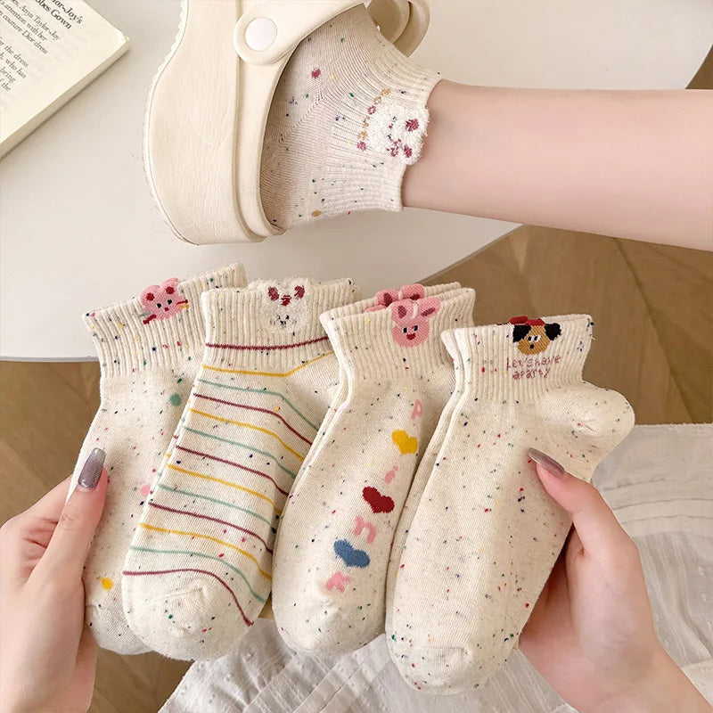 Factory Spring/Summer New Socks Women's Cute Cartoon Cotton Socks College Style Sweat Absorbing Breathable Short Socks MegaBDM