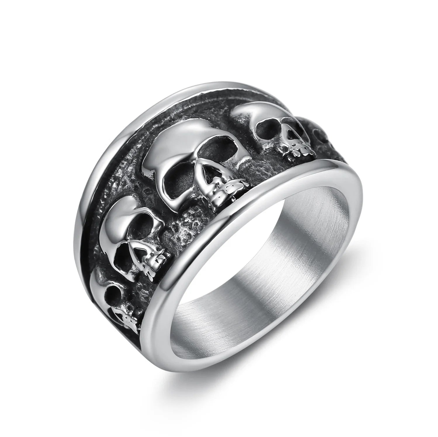Punk Rock Hip Hop Skull LM Brand Stainless Steel Finger Ring with 3 Colors for DND RPG for Tabletop Games