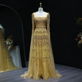 Jancember LSZ461 Crystal Square Collar Yellow Evening Cape Sleeve Prom Dresses