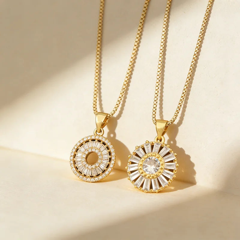 QIKU Wholesale Gold Plated Double Ring Rhinestone Necklace Luxury Zircon Choker for Women Jewelry