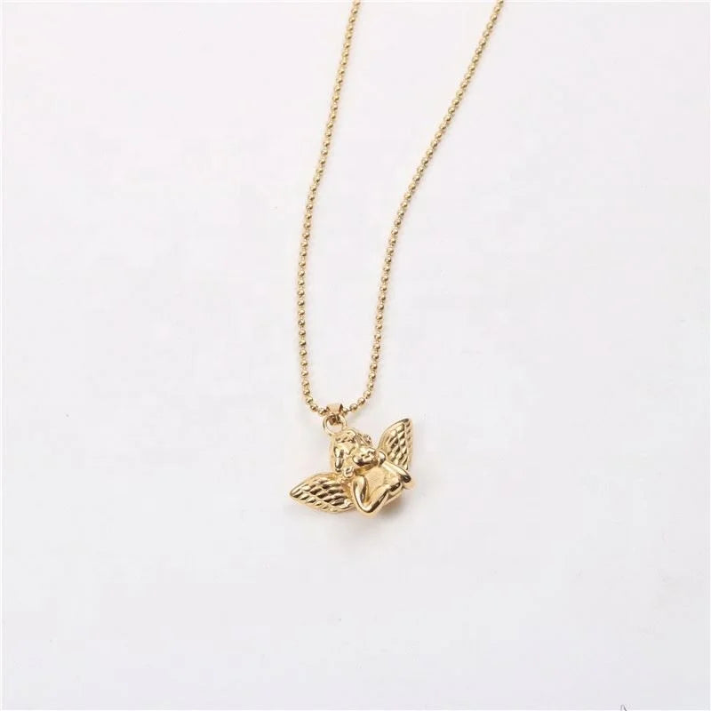 Accessories Women Permanent Jewelry Pvd Plated Angel Necklace Wholesale Jewelry