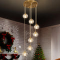 Copper Iron Cascade Crystal Chandelier Cluster Pendant Light With G9 Bulb