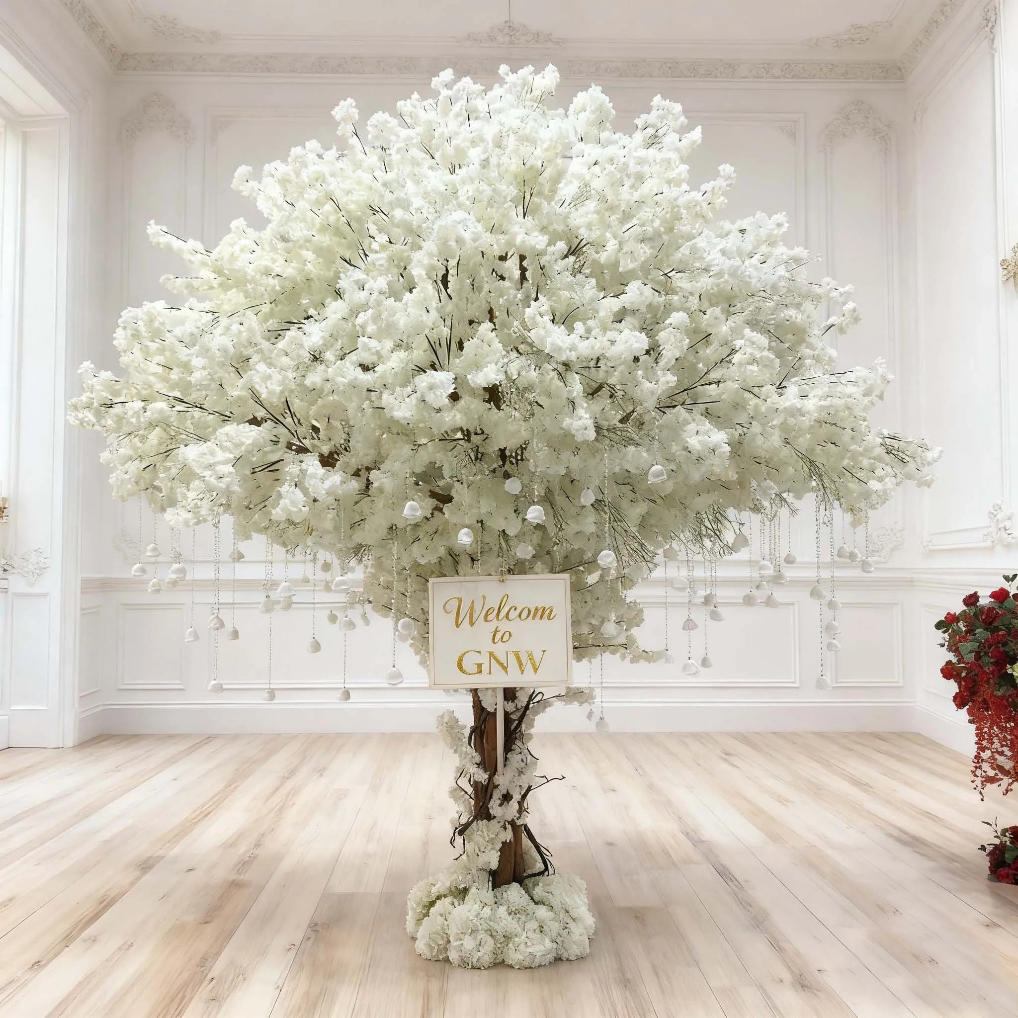 Customized Large 3.6m White Sakura Crystal Chain Tree Wedding Decoration Art Artificial Cherry Blossom Tree for Home Decor