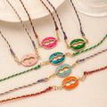 Colorful Love Lips Pendant Necklace Vintage Style Copper Rope Chain Zircon 18K Gold Plated Unisex Gift Fashion Women's Necklace