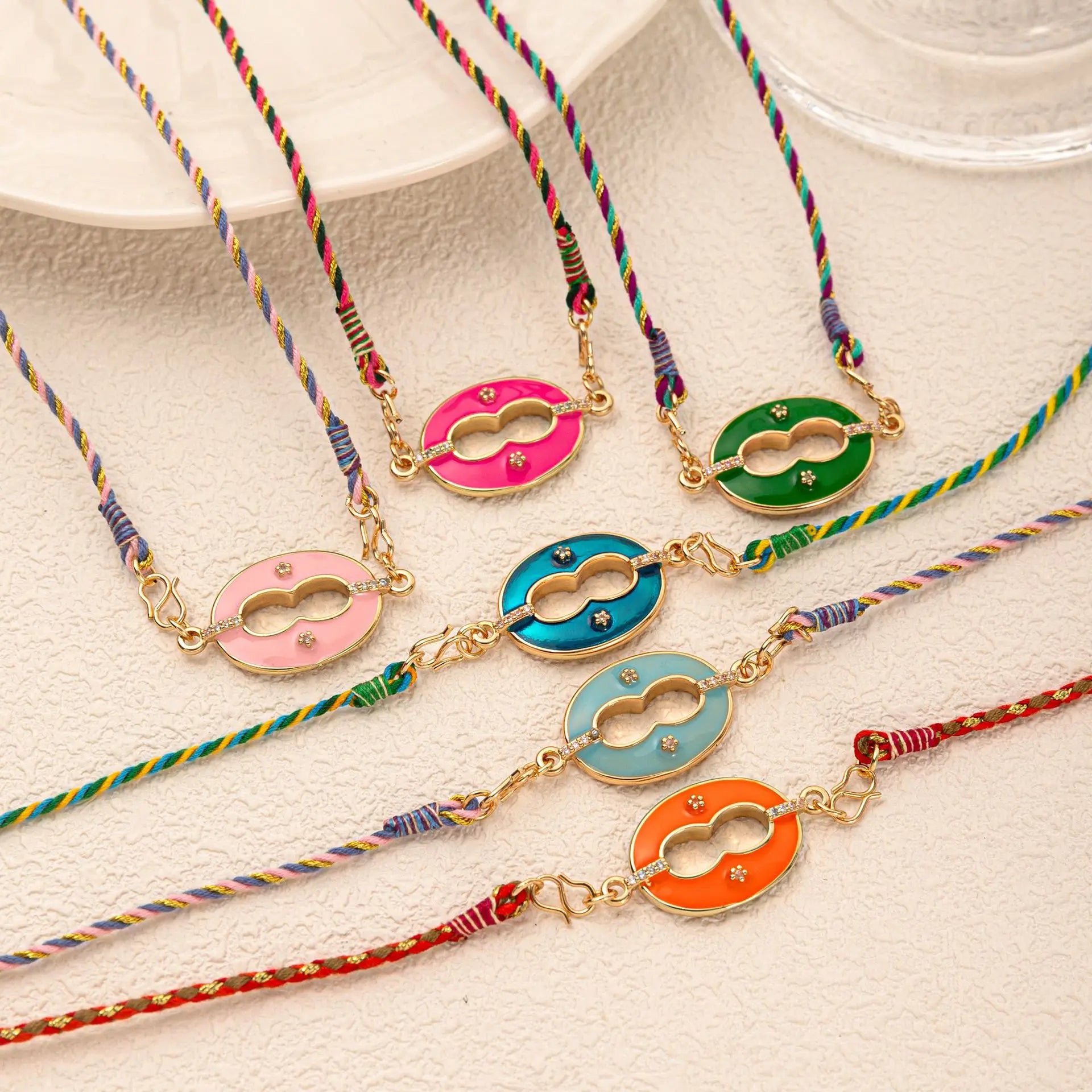 Colorful Love Lips Pendant Necklace Vintage Style Copper Rope Chain Zircon 18K Gold Plated Unisex Gift Fashion Women's Necklace