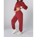 Customized Women's Elastic Drawstring Cropped High Neck Sweatshirt and High Waist Sweatpants Shorts Jogging Training Suit