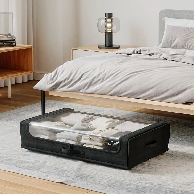 Multifunctional Large-Capacity Fabric Storage Container Custom Foldable Removable Under-Bed Window Cart for Shoe Cloth Storage