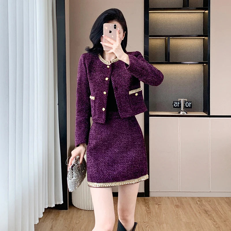 Fall Casual 2 Piece Set for Women Top And Skirts Set Ropa Wholesale