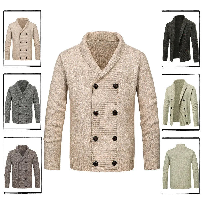 RNSHANGER Fashion Men's Knitted Sweater Jacket for Men Casual Double Button Open Cardigan Autumn Winter Warm Male Sweater MegaBDM