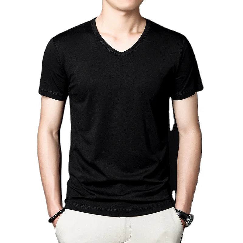 Oem Customized logo Design Plus Size Men's Casual and Versatile Loose Ice Silk Men's Summer Loose Short Sleeved T Shirt