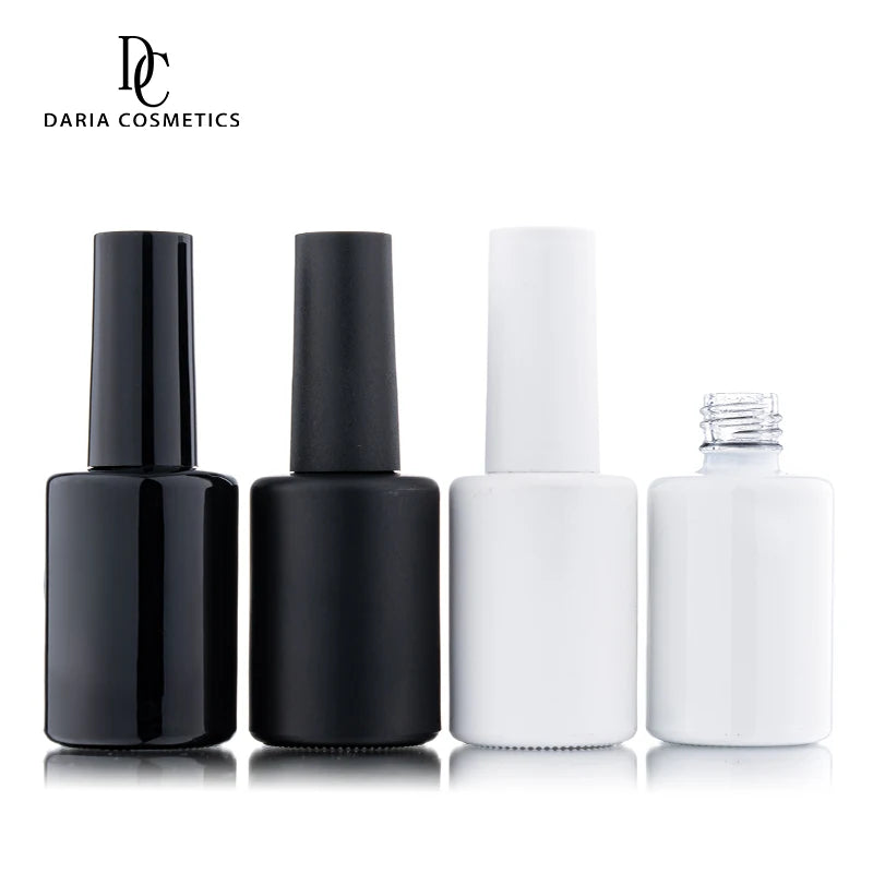 Screen Printing10ml 12ml 15ml Round UV Gel Nail Polish Glass Bottle Matte/Glossy Black White Fast Delivery