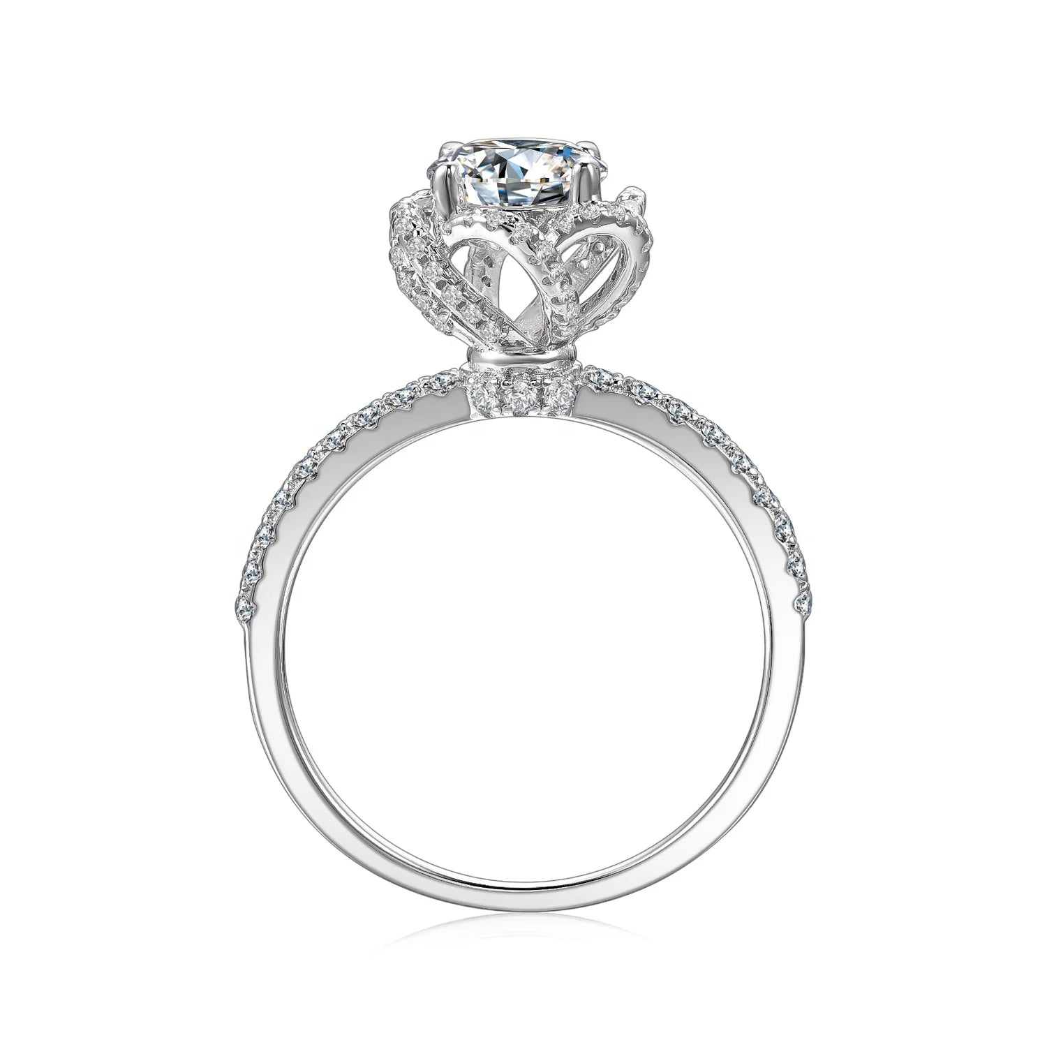Luxury GRA Moissanite Diamond 925 Sterling Silver Unique Crown Prong Adjustable Statement Ring for Women Destiny Jewellery