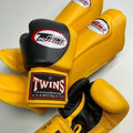 Twins Sanda MMA Gloves Shin Guard Set Premium Leather Moisture Wicking Breathable Lightweight Adjustable Wrist Strap for Adults