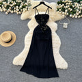 Summer Y2K Strapless Tunic Casual Midi Dress For Women Empire Patchwork Mesh Dress