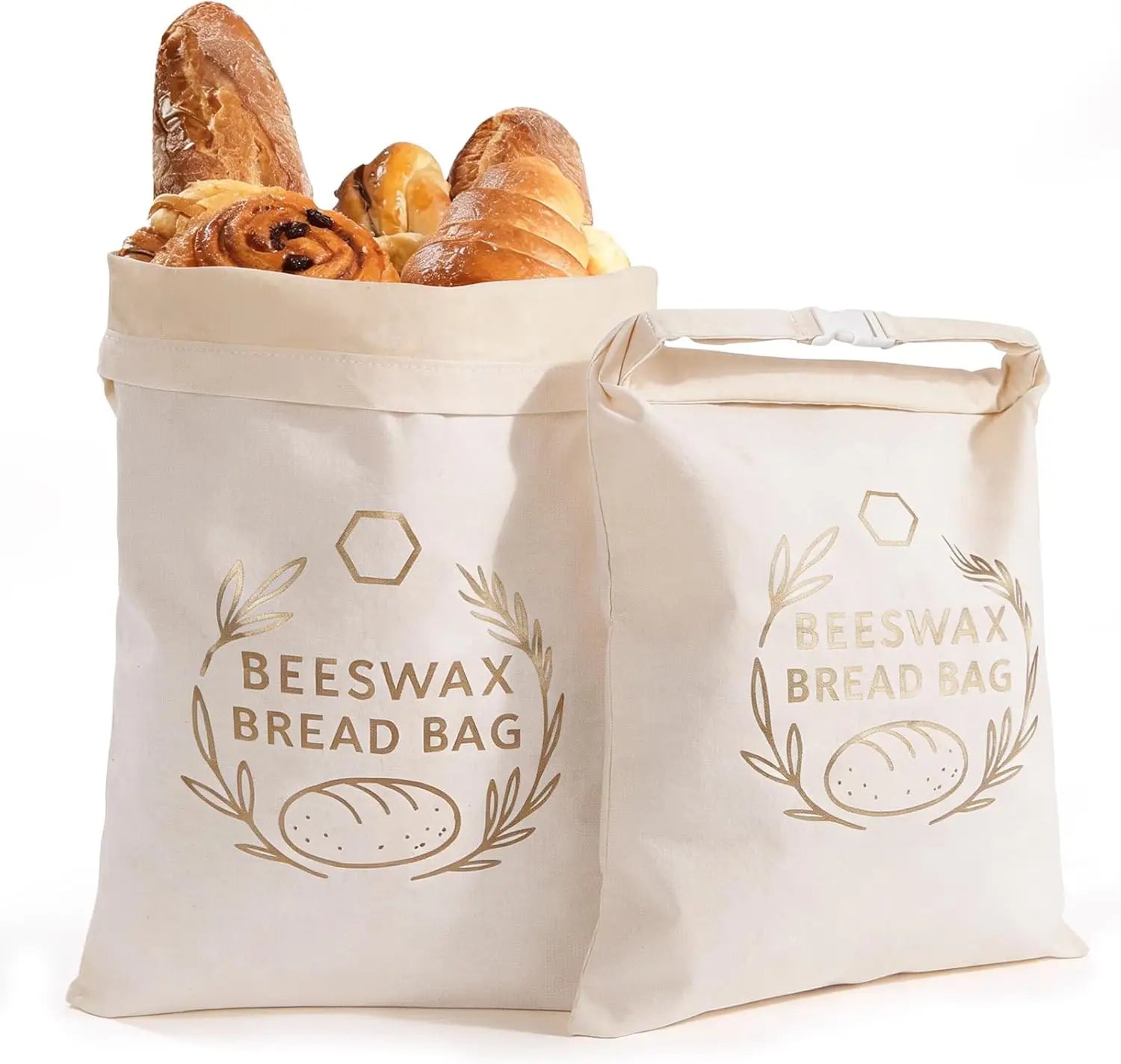 Reusable Beeswax Bread Bags for Sourdough 2 Pack Eco-Friendly Freezer-Safe Keep Homemade Bread Fresh Food-Storage Bag