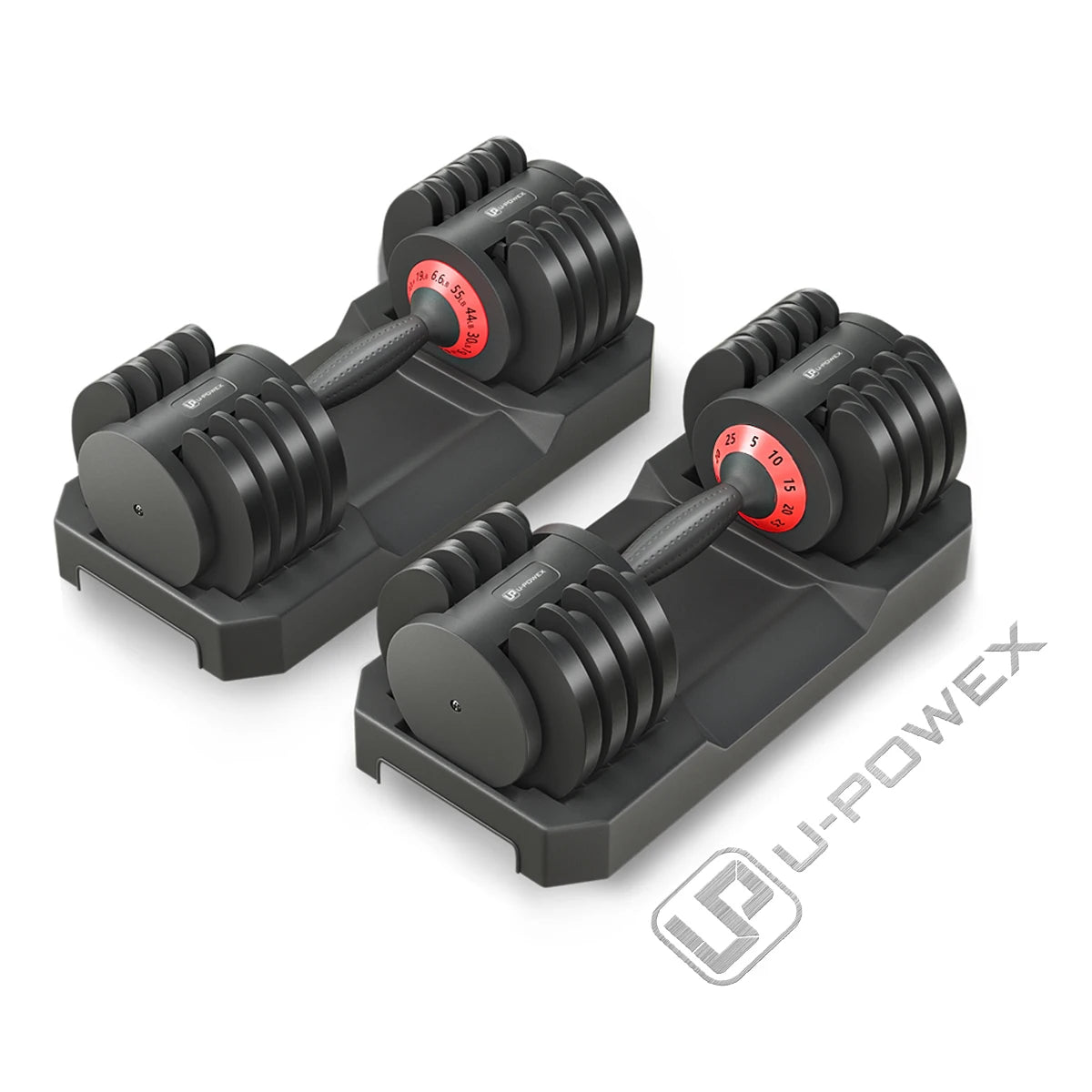 U-POWEX Multifunctional 25lbs 55lbs Adjustable Weight Dumbbells Set with Handle for Womens