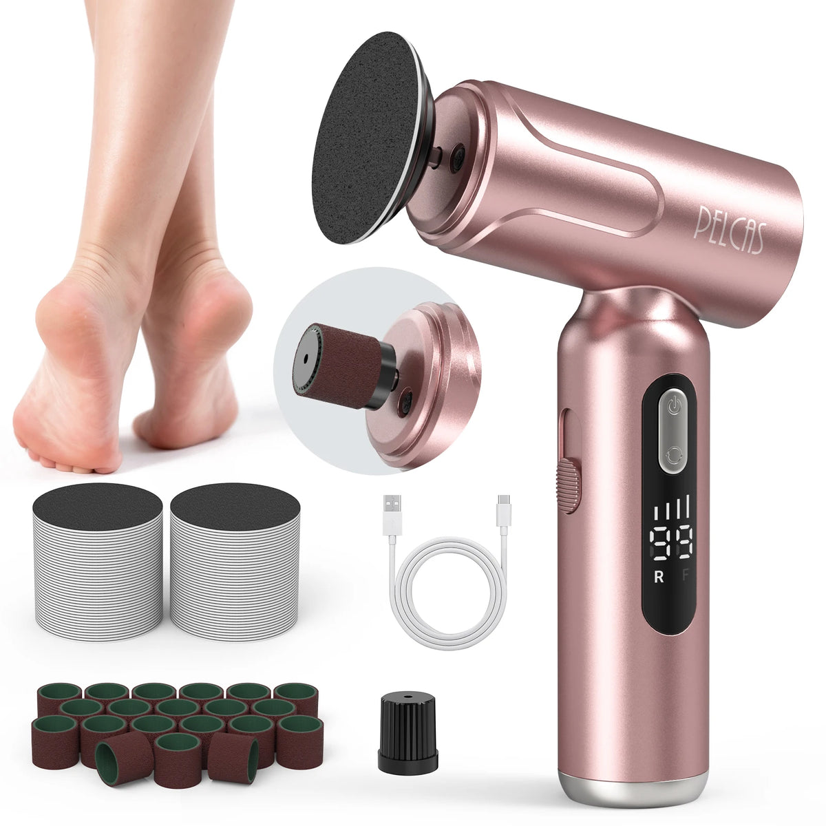 PELCAS Portable Electric Nail DrillPC120B Compact Efile Electrical Professional Nail File Kit for Acrylic Gel Nails MegaBDM