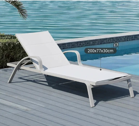 Modern Premium Aluminum Pool Sun Lounger with Armrests Comfortable and Durable Outdoor Furniture for Garden Dining Hotels