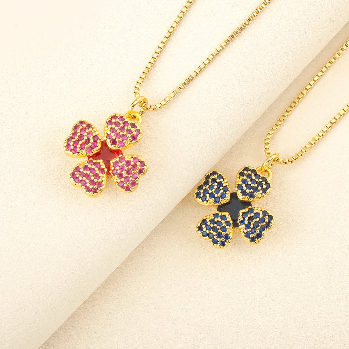 QIKU Wholesale Elegant Personalized 18k Gold Plated Jewelry Heart Copper Zirconia Summer Statement Pendant Necklace