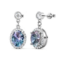 Vintage Women Jewelry Nickel Free Hypoallergenic 925 Silver Oval Cut Alexandrite Dangle Drop Halo Earrings Destiny Jewellery