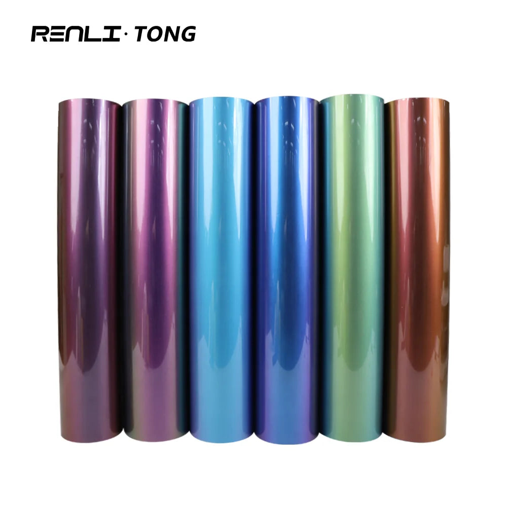 PU Chameleon HTV Color Shift Heat Transfer Vinyl Sticky PET Hot Peel Film for T Shirt Apparel Textile Renli MegaBDM