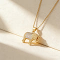 QIKU Wholesale Fashion Elephant Pendant Necklace Cold Color Copper Zircon Jewelry Charm Women Birthday Party Inlaid Crystal