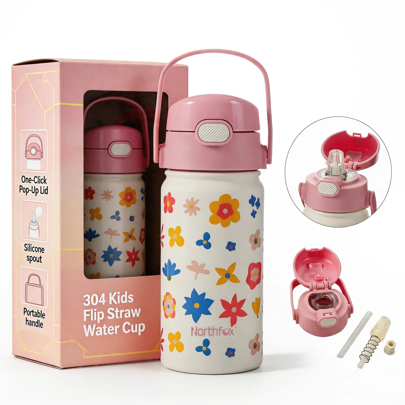 Wholesale Eco-Friendly 14OZ Double Wall Stainless Steel Insulated Water Bottle for Kids Cute Design BPA-Free for School