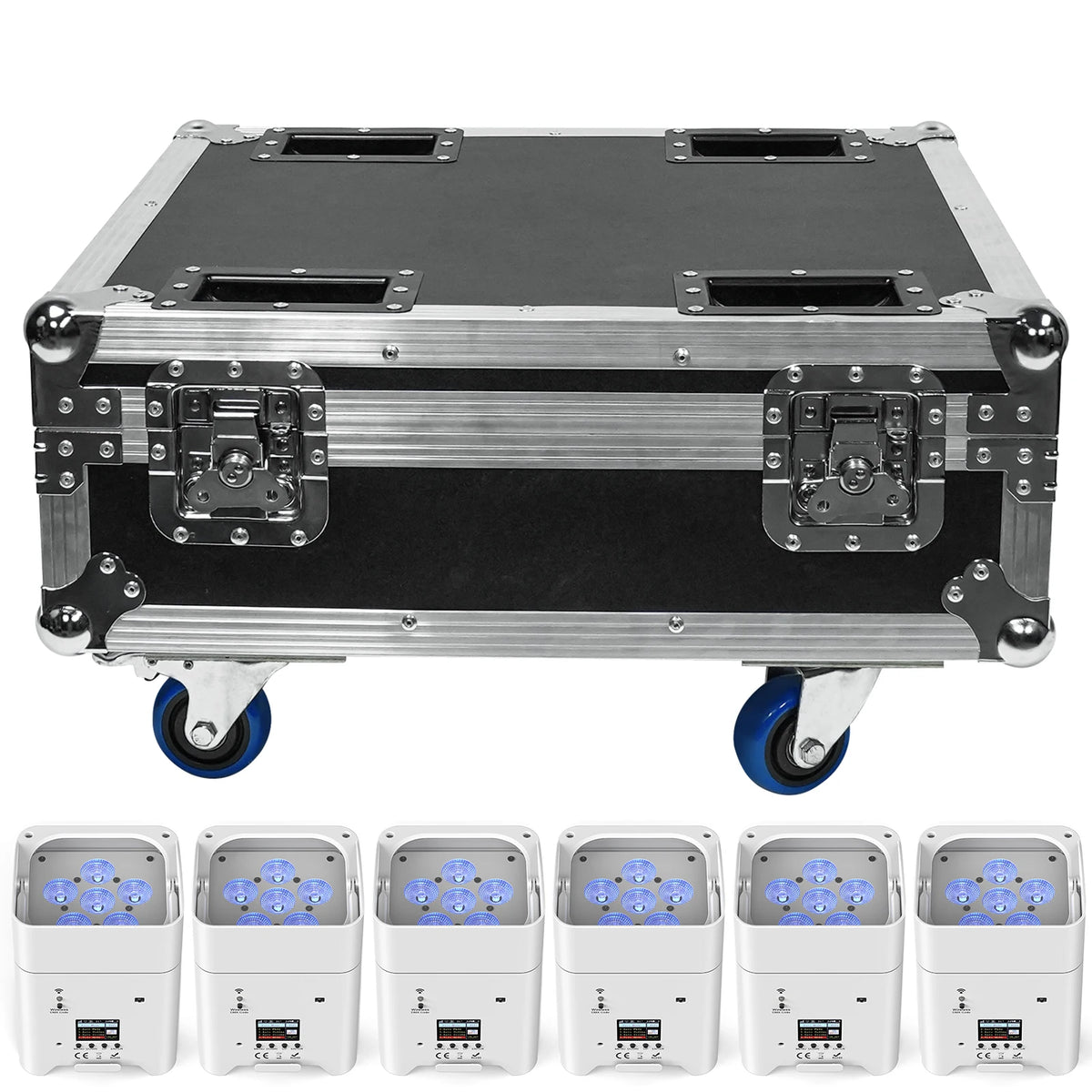 U`King 6x18W Wireless DMX Rechargeable LED Stage Par Light RGBWA UV 6in1Battery Powered Uplight With Flight Case MegaBDM