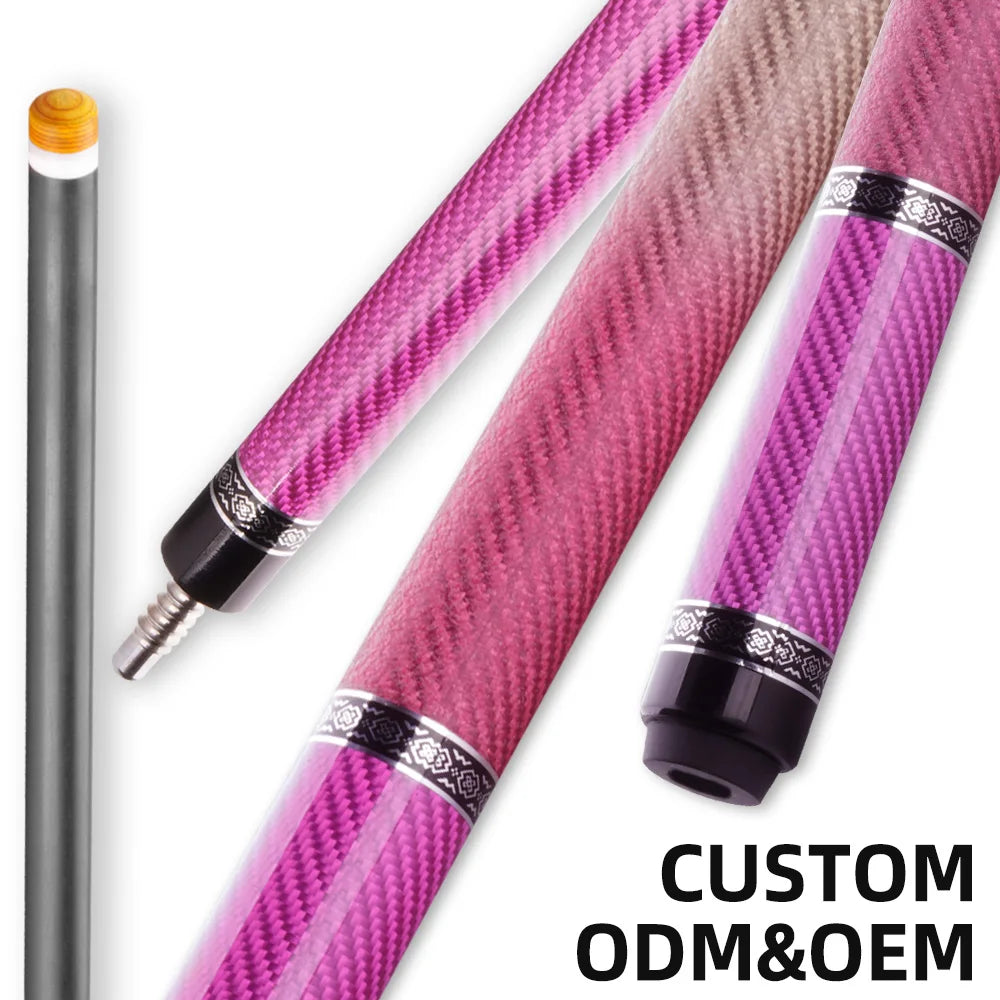 TUROVA Special Selection High Carbon Fiber Shaft Hand-Applied Ruffled Paint Design Stainless Steel Joint for Billiard Cues MegaBDM