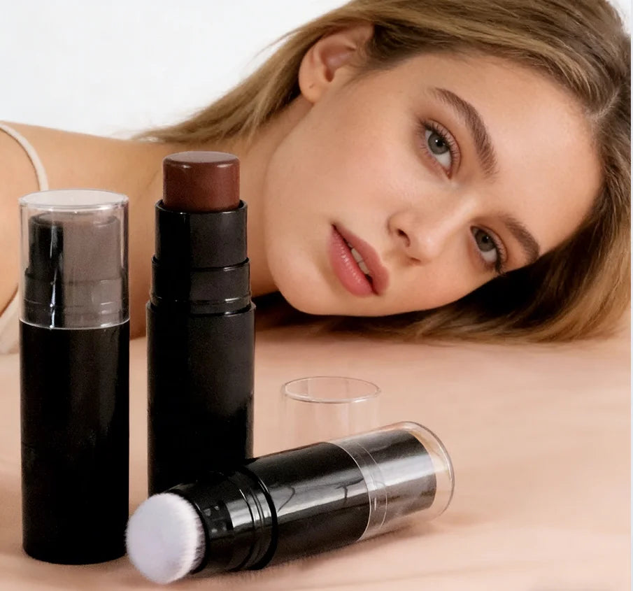 Double-Ended Contour Highlighter Stick Waterproof Long-Lasting Liquid Concealer for Face Makeup Enhancement Oil-Control Feature