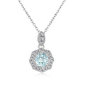 2022 Women Jewelry Natural Stone Sky Blue Topaz 925 Sterling Silver Vintage Geometric Pendant Necklace Destiny Jewellery