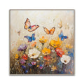 Custom Modern Hot Selling Oil Paintings Butterfly Backside Hand-painted Brush Flowers Canvas Art Prints for Hotel Projects