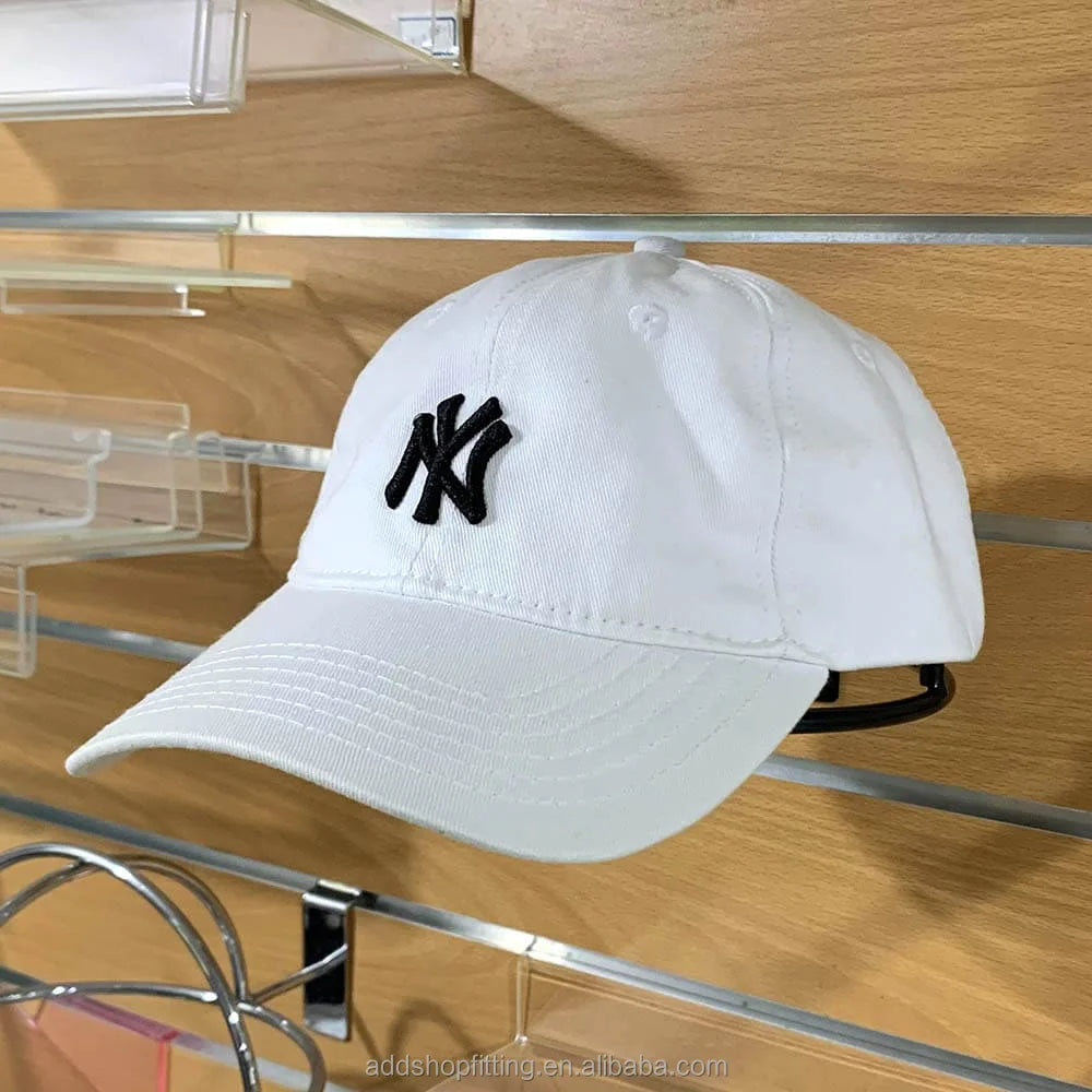 Modern Slatwall Metal Custom Cap and Hat Display with Easy Installation Anti-Rust Chromed Finish Round 186mm for Retail Shops