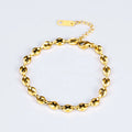 Minimalist Stainless Steel 18k Pvd Gold Plated 4*6mm Coffee Bean Chain Bracelet for Valentine's Day Gift