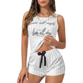 Ladies High Quality Knitted Jersey Cotton Pajamas Set Custom Pattern Letter Printed Short Sleeve Sleep Wear for Autumn Spring