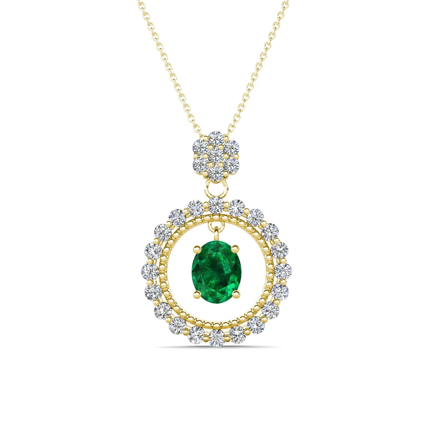 Original 925 Silver Lab Grown Emerald Round Pendant Necklace Jewelry Gift for Women Joyas De Plata Destiny Jewellery