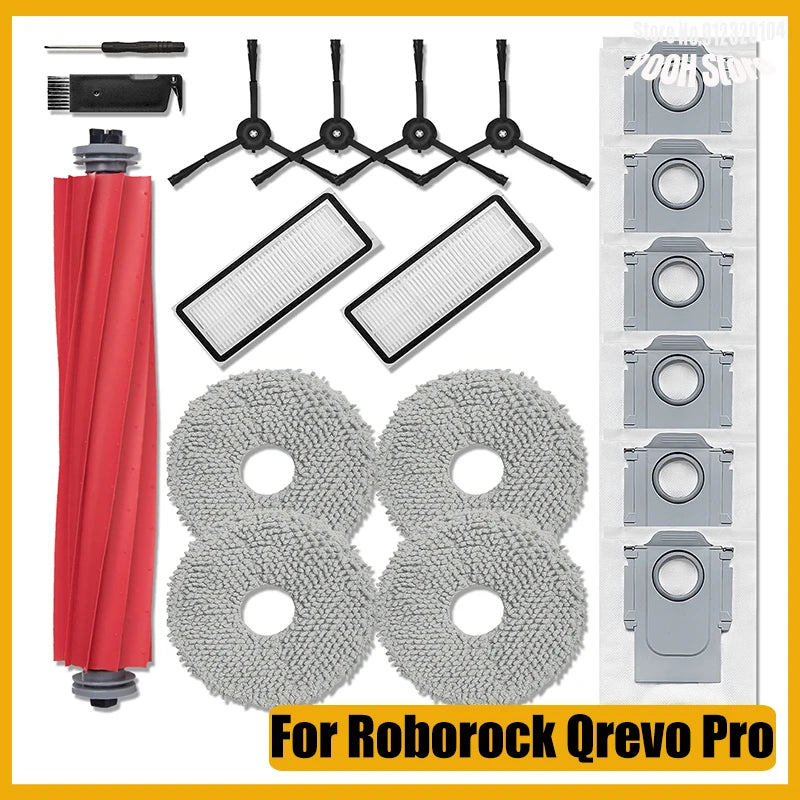 Fit for Roborock Qrevo Pro/Qrevo MaxV/Qrevo S/Qrevo Plus Accessories Mops Hepa Filter Main Side Brush dust bag Replacement Parts