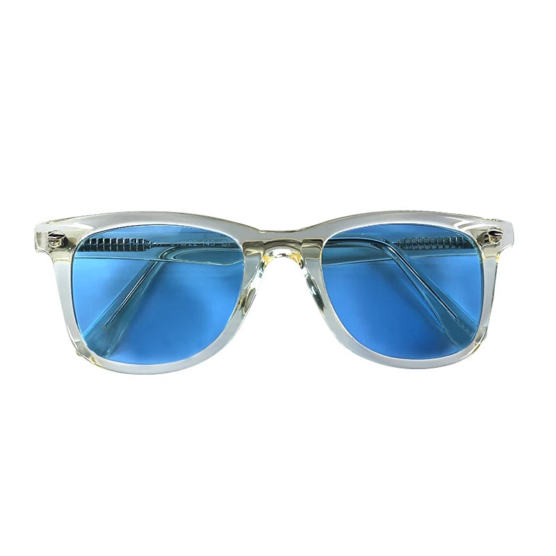 Luxury Fashion Acetate Sunglasses with Custom Logo Blue/Green Big Frames Light Weight & Comfortable Design
