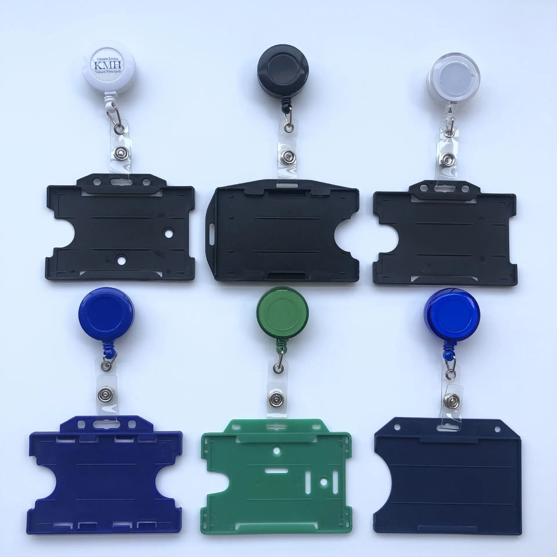Anti-Drop Eco-friendly Reusable Plastic ID Card Holder Double-Sided Insert Retractable Badge Reel Personalization Business Style