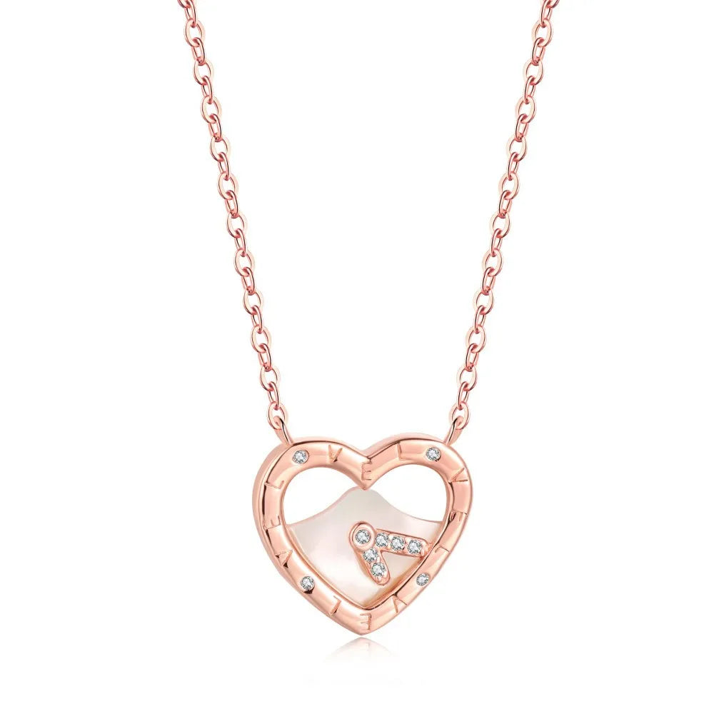 Korean Popular Ins Stylish Love Heart Pendant Necklace 925 Silver Fashion Jewellery Heart Dainty Friend Necklace for Girlfriend