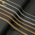 3MM 5MM 6MM 7MM Cuban Link Chain Stainless Steel Necklace Waterproof 18K Gold Plated Punk Men Women Miami Cuban Chain Jewelry