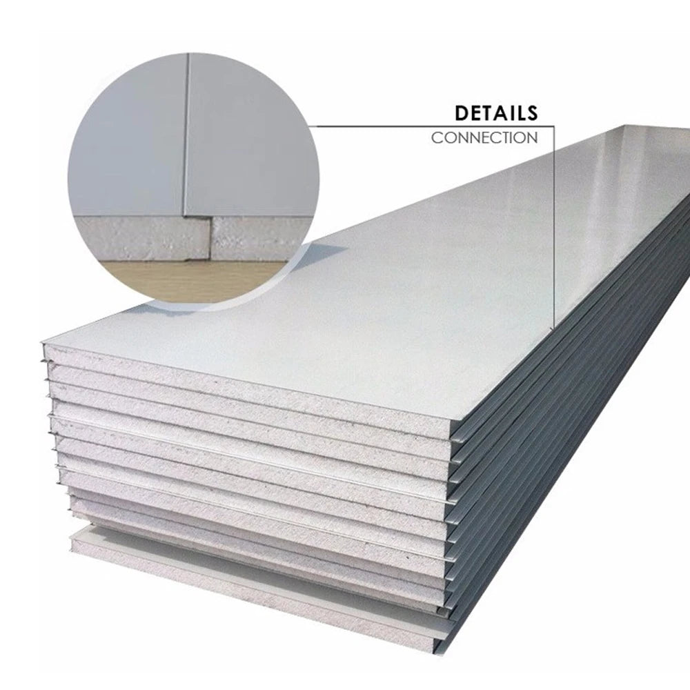 Metal Building Exterior Wall System EPS Sandwich Panel Cold Room 75mm Thickness EPS Insulation Board