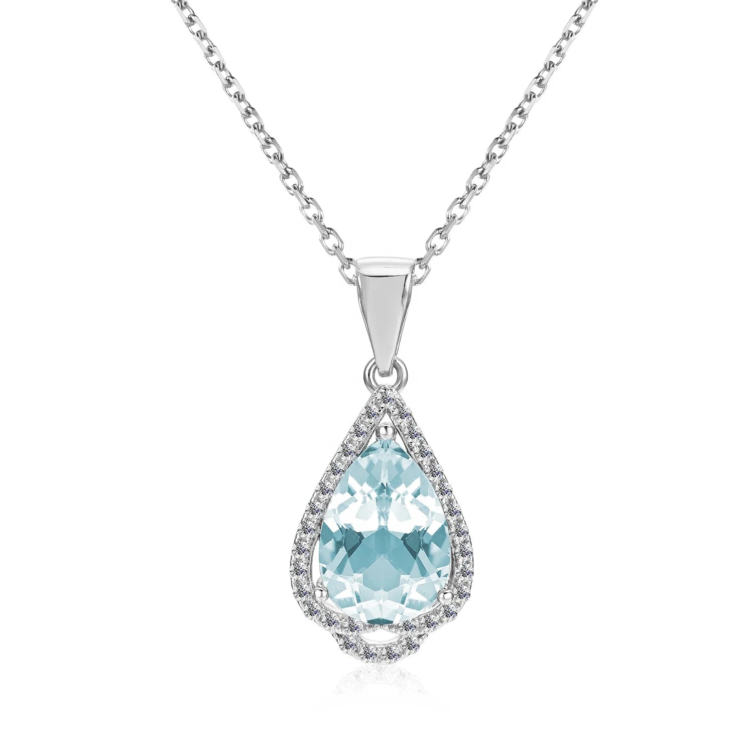 Natural Blue Topaz Silver 925 Vintage Waterdrop Pendant Necklace Statement Women Jewelry Joyas De Mujer 2022 Destiny Jewellery