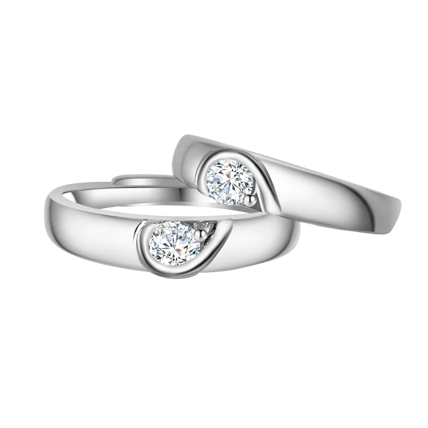 Lab Created Diamond Jewelry Sterling Silver Women Men Wedding Engagement Adjustable Couple Moissanite Ring Set Destiny Jewellery