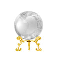 60mm World Globe Crystal Ball Glass Sphere Paperweight Healing Meditation Ball with Gold Stand for Creative Gift