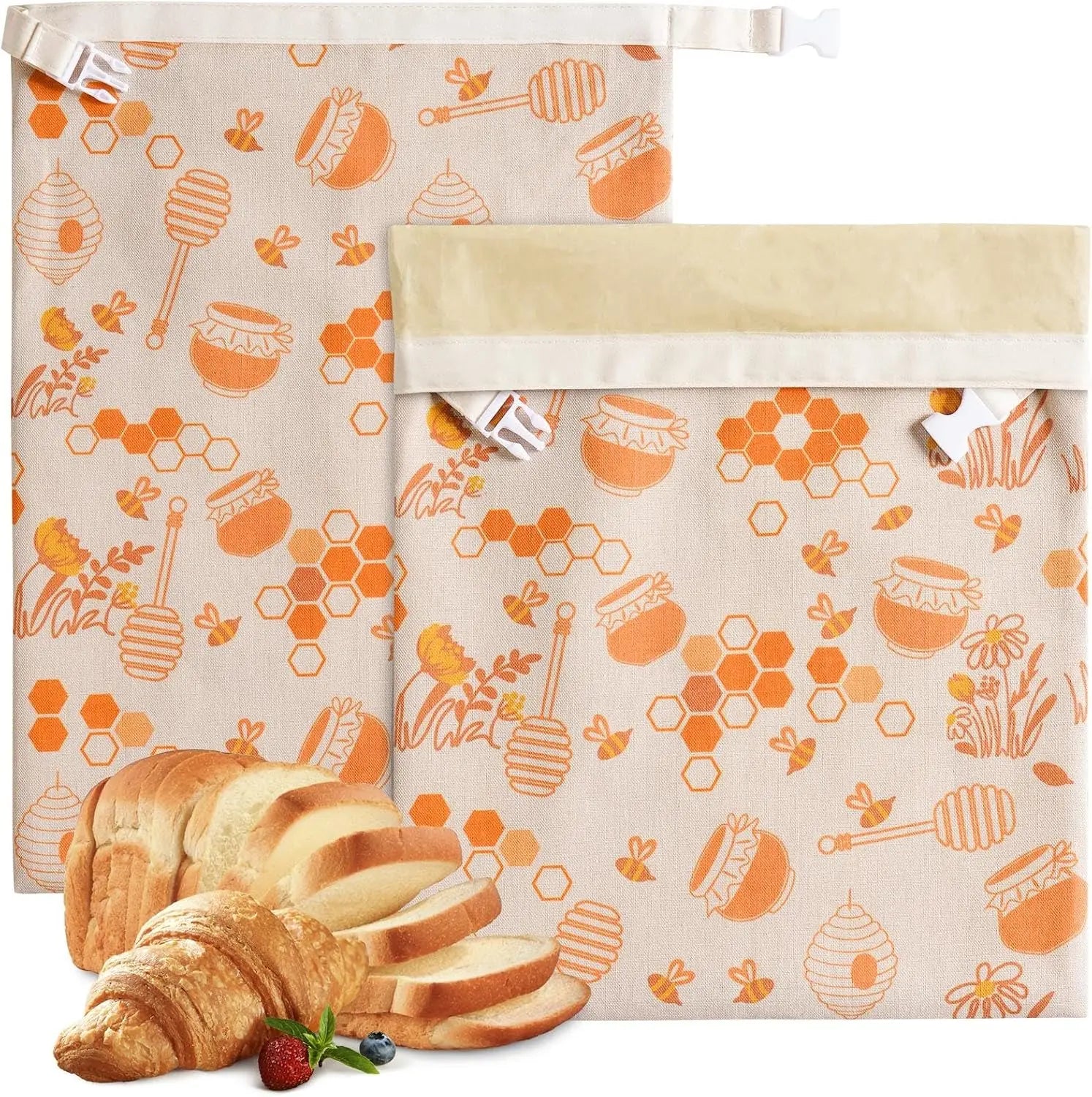 2 Pack Beeswax Bread Bags for SourdoughReusable Organic Beeswax Bread Bag for Homemade Sourdough Food Storage
