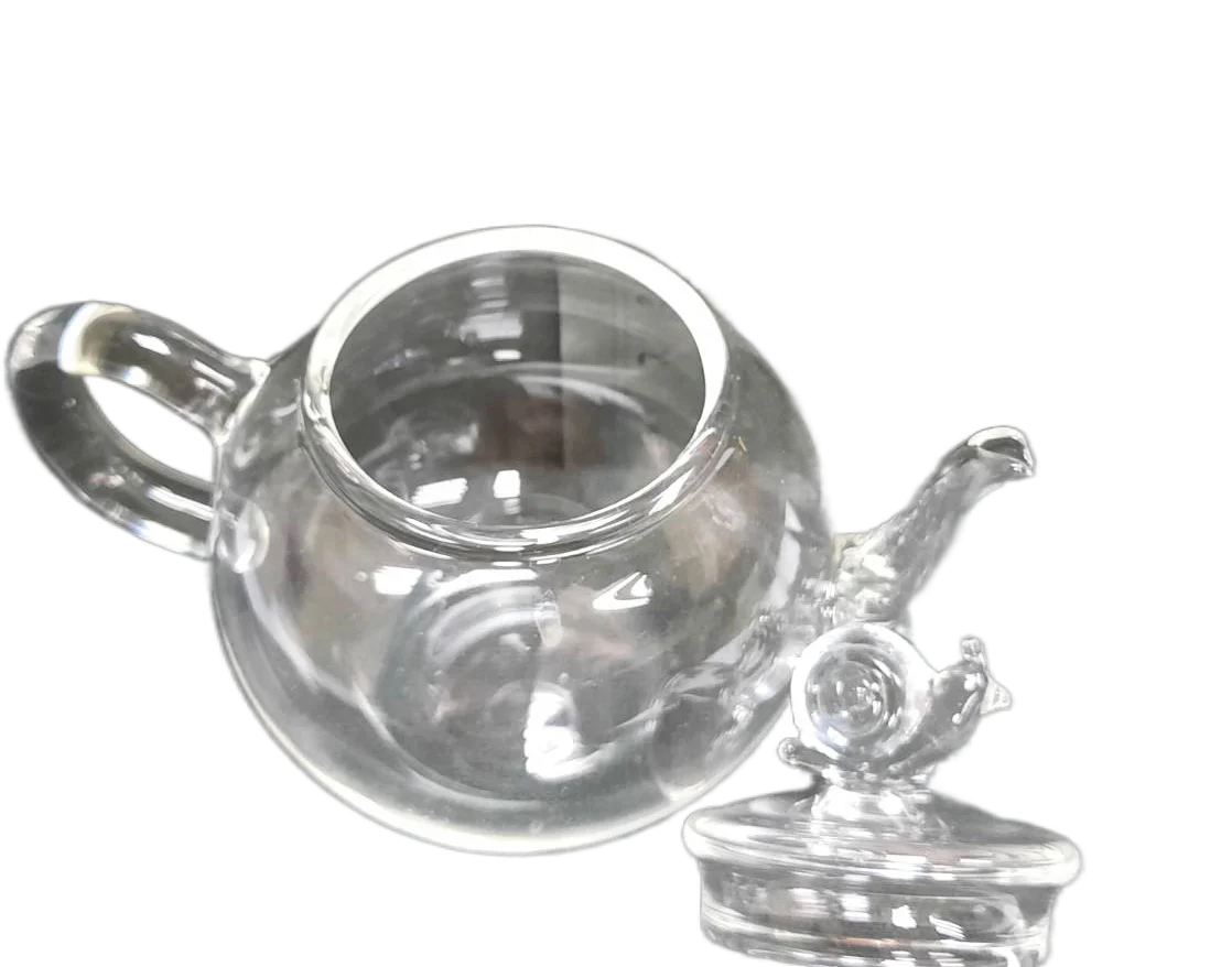 Wholesale Eco-Friendly Minimalist Heat-Resistant Hand-blown Small Tea Kettle 90-100 ml Mini Borosilicate Glass Teapot for Hotel