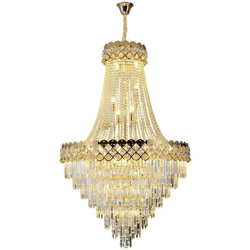 European Style Duplex Hollow Hall Spiral Staircase Stainless Steel Crystal Chandelier Wedding Hall Lustre MegaBDM
